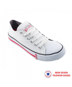 NEW SEVEN Unisex Round Toe Low Top Canvas Comfort School Shoes White WR268